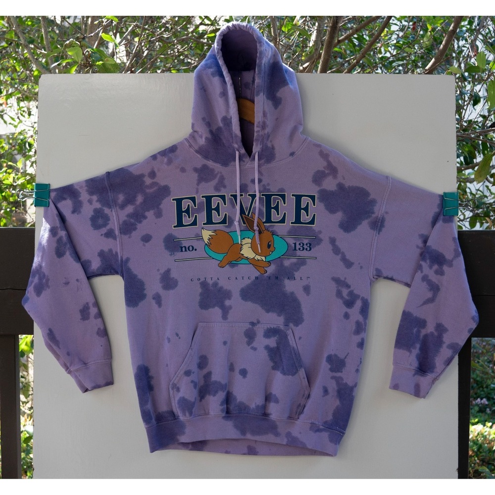 2023‎ Pokemon Eevee Purple Tie-dye Hoodie Men's Game Freak Nintendo Size S